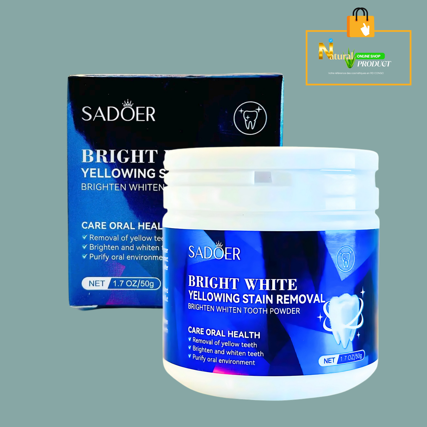 Sadoer - POUDRE NATURELLE DE BLANCHIMENT DES DENTS EN 6 JOURS