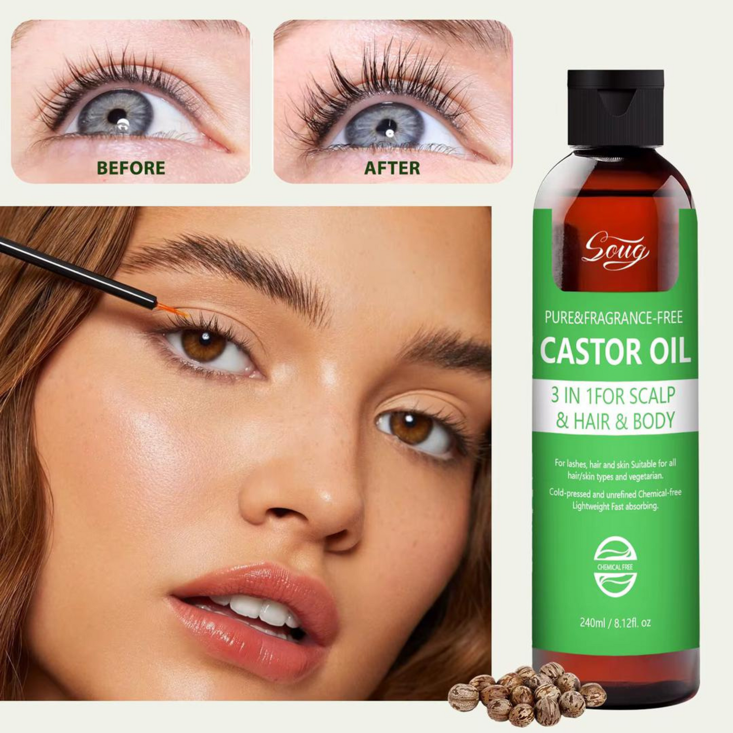 HUILE DE RICIN POUR CHEVEUX ET BARBE